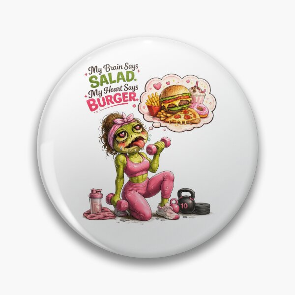 Item preview, My Brain Says Salad, My Heart Says Burger - Funny Gym Frog Fitness Illustration" designed and sold by Dinaelsherkawy.