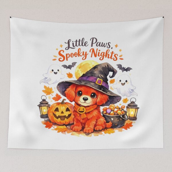 Item preview, Pumpkin Patch Pup Cute Halloween Red Puppy Watercolor Sticker | Fall Dog Lover Gift designed and sold by Obinne.