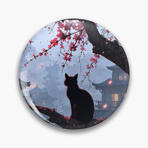 Item preview, Midnight Sakura | Black Cat Beneath Cherry Blossoms designed and sold by Jesus-istheway.