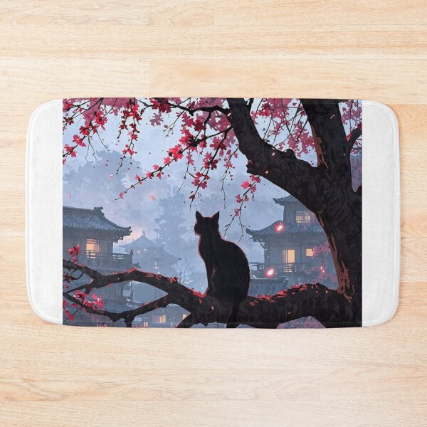 Item preview, Midnight Sakura | Black Cat Beneath Cherry Blossoms designed and sold by Jesus-istheway.