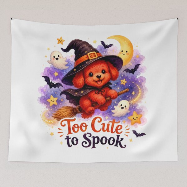 Item preview, Too Cute to Spook Witch Puppy Watercolor Sticker | Cute Halloween Dog Design designed and sold by Obinne.