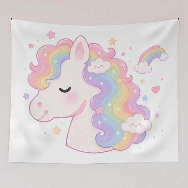 Item preview, Kawaii Rainbow Pony with Cute Clouds designed and sold by Randomundi.