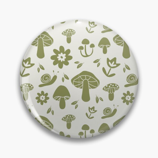 Item preview, Cottagecore Mushroom Snail Pattern, Green Forest Floral Repeat Print designed and sold by poppet103.