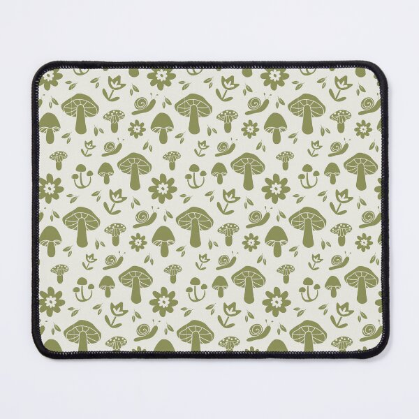 Item preview, Cottagecore Mushroom Snail Pattern, Green Forest Floral Repeat Print designed and sold by poppet103.