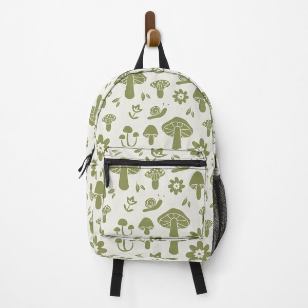 Item preview, Cottagecore Mushroom Snail Pattern, Green Forest Floral Repeat Print designed and sold by poppet103.