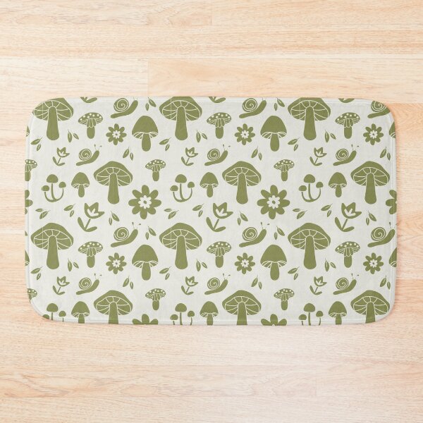 Item preview, Cottagecore Mushroom Snail Pattern, Green Forest Floral Repeat Print designed and sold by poppet103.