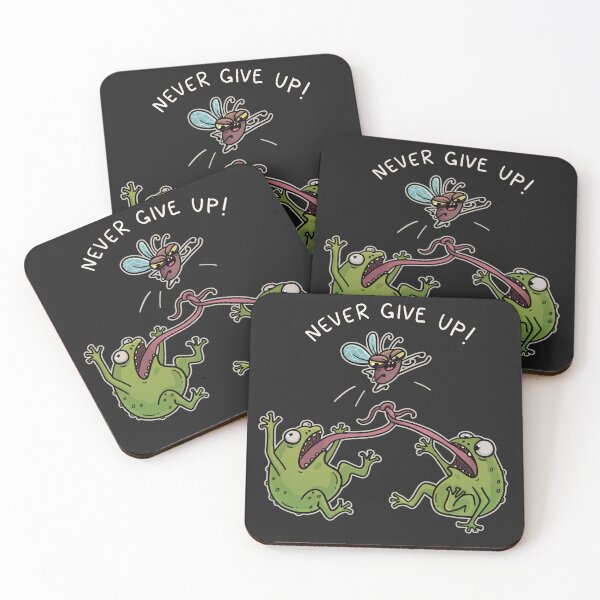 Item preview, Never Give Up Funny Frog T-Shirt | Cute Cartoon Frog Motivation (Dark Version) designed and sold by Aida Drogan.