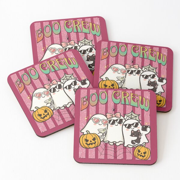 Item preview, Boo Crew Cute Ghost | Pink striped Halloween | Ghost squad designed and sold by Youngkev-arts.