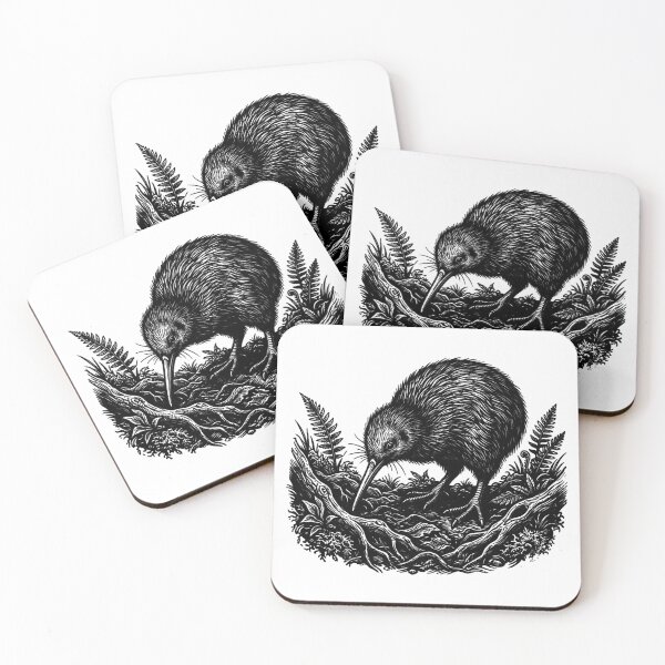 Item preview, Vintage Woodcut Kiwi Bird Illustration designed and sold by DuckOddity.