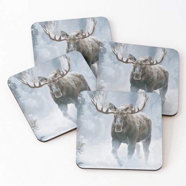 Item preview, Bull Moose Walking Through Boreal Snow | Winter Wildlife designed and sold by GuildedWordGraphics.