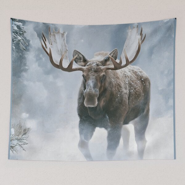 Item preview, Bull Moose Walking Through Boreal Snow | Winter Wildlife designed and sold by GuildedWordGraphics.