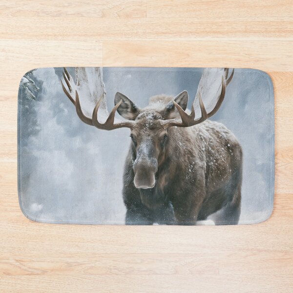 Item preview, Bull Moose Walking Through Boreal Snow | Winter Wildlife designed and sold by GuildedWordGraphics.