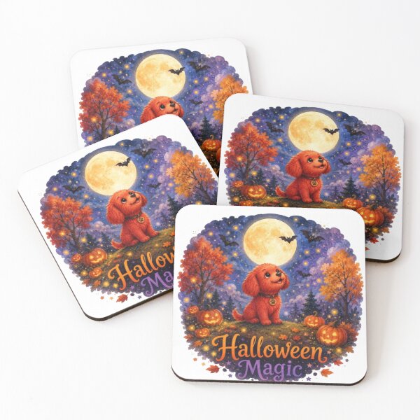 Item preview, Halloween Magic Red Puppy Watercolor Art | Cute Autumn Dog designed and sold by Obinne.