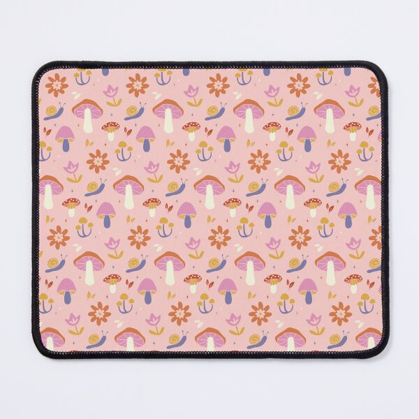 Item preview, Retro Mushroom Snail Pattern, Pink Groovy Floral Repeat Print designed and sold by poppet103.