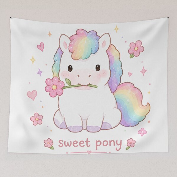 Item preview, Cute Rainbow Pony with Flower designed and sold by Randomundi.
