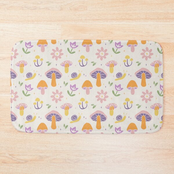 Item preview, Pastel Rainbow Mushroom Pattern, Whimsical Floral Snail Repeat Print designed and sold by poppet103.