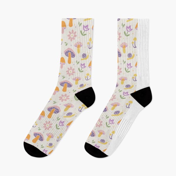 Aperçu de l'œuvre Motif champignon arc-en-ciel pastel, imprimé floral fantaisiste à répétition d'escargots créée et vendue par poppet103.