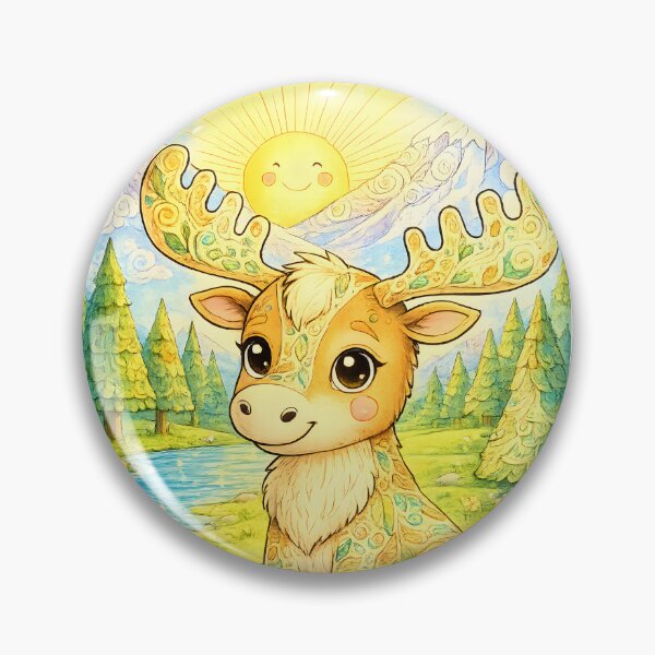 Item preview, Whimsical Mountain Moose | Colorful Woodland Fantasy Art designed and sold by Clothes With Smiling Animals Walt Gral.