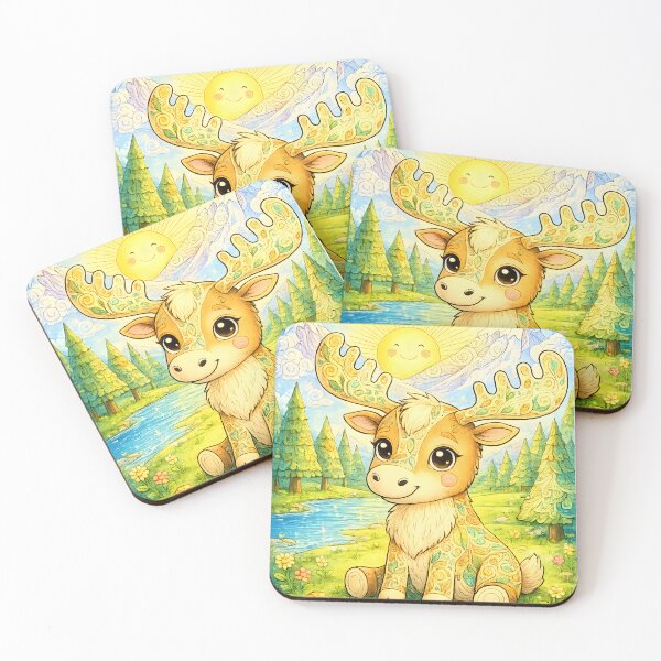 Item preview, Whimsical Mountain Moose | Colorful Woodland Fantasy Art designed and sold by Clothes With Smiling Animals Walt Gral.
