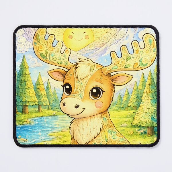Item preview, Whimsical Mountain Moose | Colorful Woodland Fantasy Art designed and sold by Clothes With Smiling Animals Walt Gral.