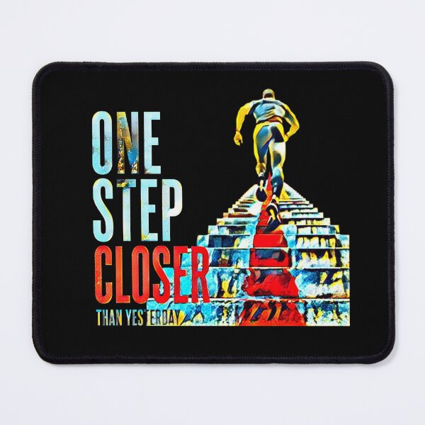 Item preview, One Step Closer Than Yesterday Motivational Fitness Typography Art designed and sold by Dream Weave Studio.