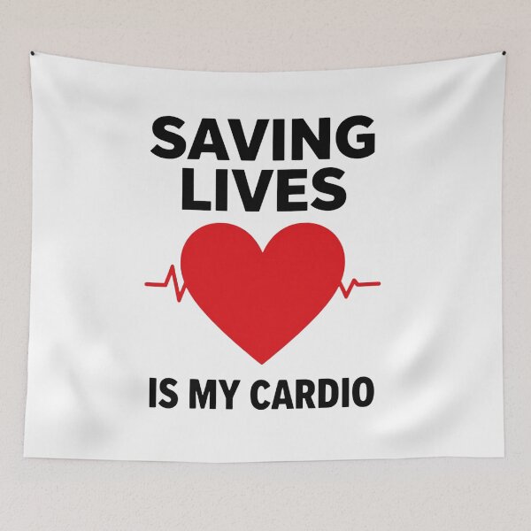 Item preview, Saving Lives Is My Cardio – Funny Healthcare Worker Heartbeat Design designed and sold by MariMarArt.