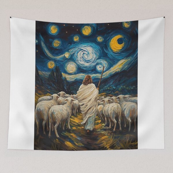 Item preview, The Good Shepherd Under the Starry Night designed and sold by Jesus-istheway.