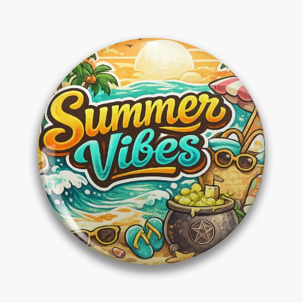 Item preview, Colorful Summer Vibes Beach Illustration with Sunset designed and sold by NinaVibeStudio.
