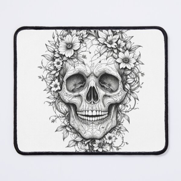 Item preview, Floral Skull Line Art – Gothic Botanical Skeleton, Dark Nature Aesthetic, Life & Death Symbolism designed and sold by PixPixari.