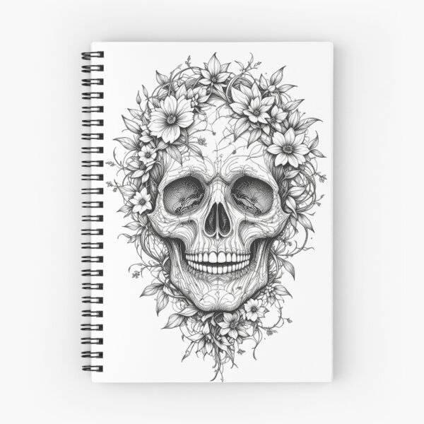 Item preview, Floral Skull Line Art – Gothic Botanical Skeleton, Dark Nature Aesthetic, Life & Death Symbolism designed and sold by PixPixari.