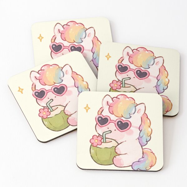 Item preview, Cute Rainbow Pony Drinking Coconut designed and sold by Randomundi.