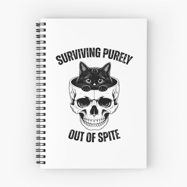 Item preview, Surviving Purely Out of Spite Funny Spooky Black Cat In Snarky Skull Meme designed and sold by gunaone-design.