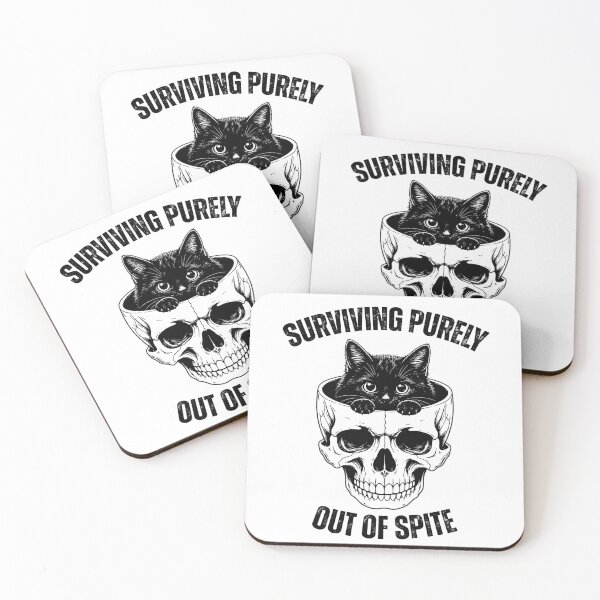 Item preview, Surviving Purely Out of Spite Funny Spooky Black Cat In Snarky Skull Meme designed and sold by gunaone-design.