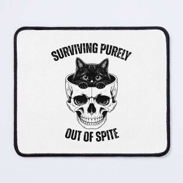Item preview, Surviving Purely Out of Spite Funny Spooky Black Cat In Snarky Skull Meme designed and sold by gunaone-design.
