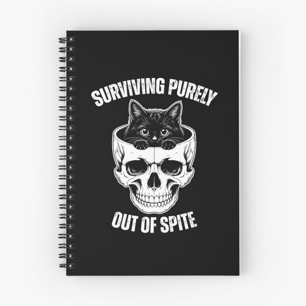 Item preview, Surviving Purely Out of Spite Funny Spooky Black Cat In Snarky Skeleton Head Sarcastic Meme designed and sold by gunaone-design.