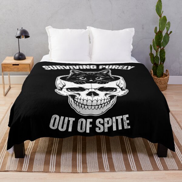 Item preview, Surviving Purely Out of Spite Funny Spooky Black Cat In Snarky Skeleton Head Sarcastic Meme designed and sold by gunaone-design.