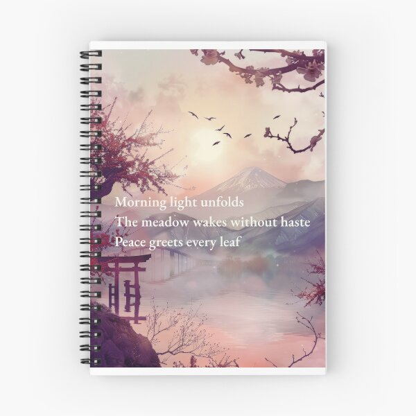 Item preview, Japanese Sunrise Wall Art | Zen Mountain Lake Printable | Cherry Blossom Japandi Decor | Torii Gate Haiku Print | Peaceful Nature Poster designed and sold by ChloeDesigns401.