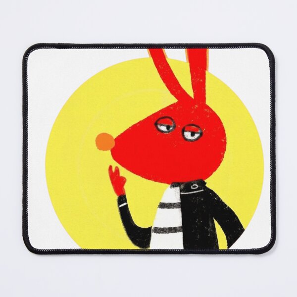 Item preview, Edgy Red Rabbit Streetwear Cartoon Mascot Yellow Circle Graphic designed and sold by Wildw0od.