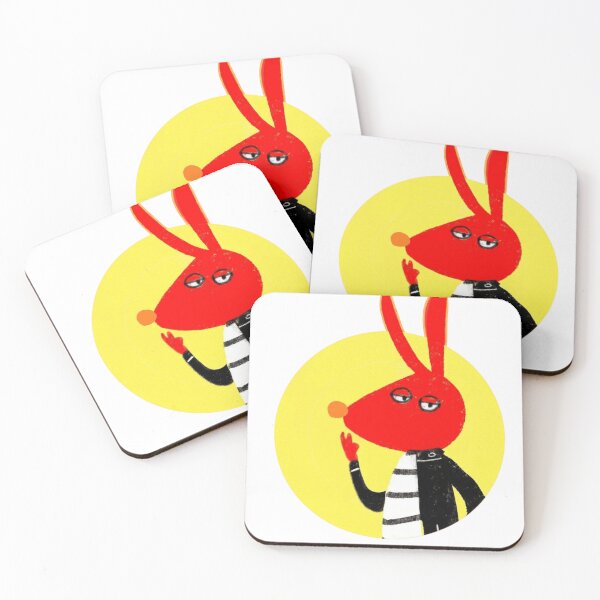 Item preview, Edgy Red Rabbit Streetwear Cartoon Mascot Yellow Circle Graphic designed and sold by Wildw0od.
