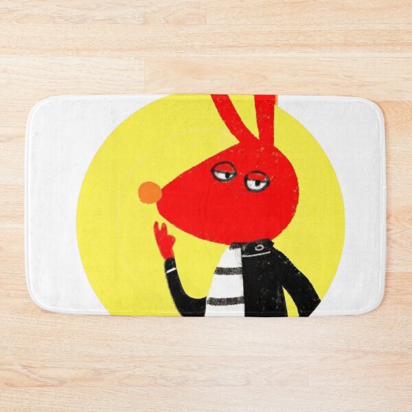 Item preview, Edgy Red Rabbit Streetwear Cartoon Mascot Yellow Circle Graphic designed and sold by Wildw0od.