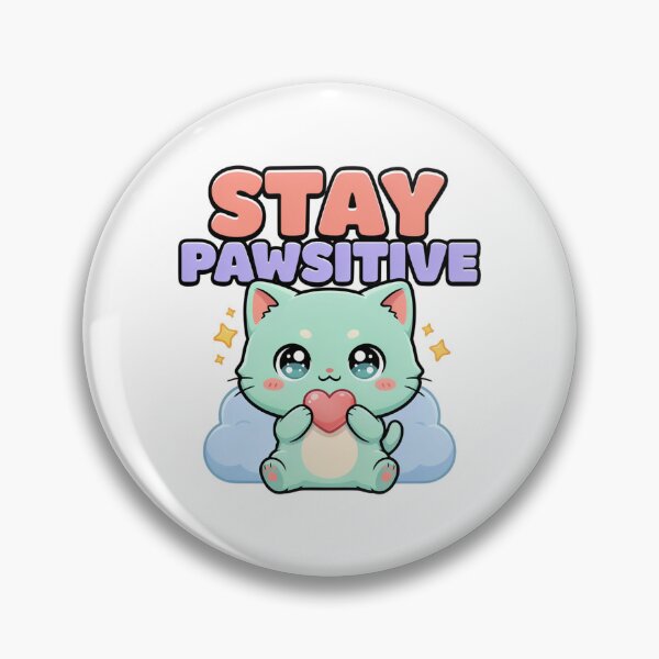 Item preview, Stay Pawsitive Kawaii Kitten Holding Heart designed and sold by Purrfectly  Furr.