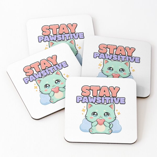 Item preview, Stay Pawsitive Kawaii Kitten Holding Heart designed and sold by Purrfectly  Furr.