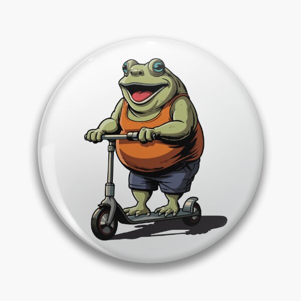 Item preview, Funny Chubby Frog Riding Scooter Cartoon | Cool Happy Frog on Electric Scooter Art designed and sold by SaltCreatives.