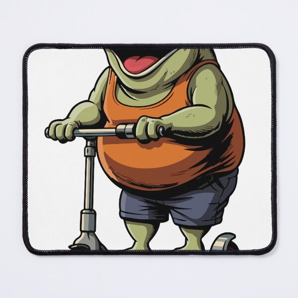 Item preview, Funny Chubby Frog Riding Scooter Cartoon | Cool Happy Frog on Electric Scooter Art designed and sold by SaltCreatives.