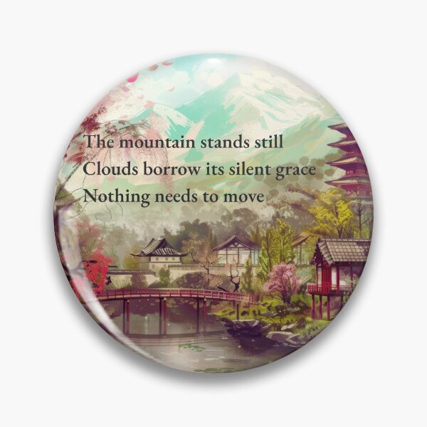 Item preview, Japanese Mountain Village Wall Art | Zen Landscape Printable | Japandi Cherry Blossom Decor | Pagoda Nature Haiku Print | Peaceful Home Poster designed and sold by ChloeDesigns401.