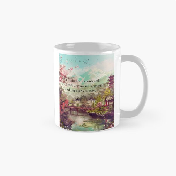 Item preview, Japanese Mountain Village Wall Art | Zen Landscape Printable | Japandi Cherry Blossom Decor | Pagoda Nature Haiku Print | Peaceful Home Poster designed and sold by ChloeDesigns401.