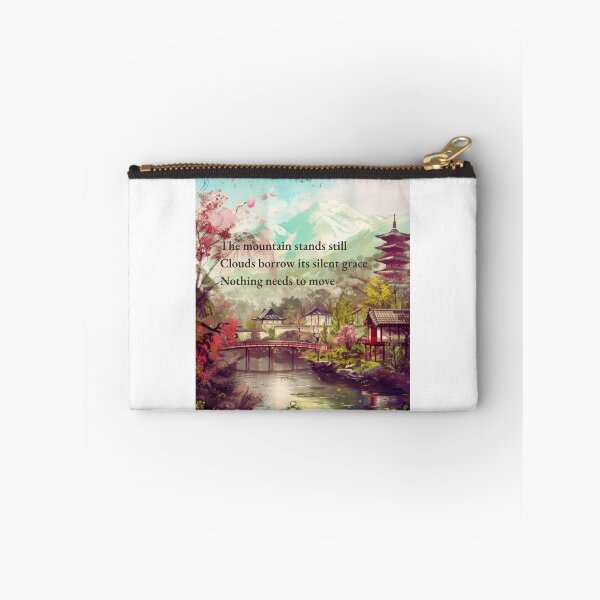 Item preview, Japanese Mountain Village Wall Art | Zen Landscape Printable | Japandi Cherry Blossom Decor | Pagoda Nature Haiku Print | Peaceful Home Poster designed and sold by ChloeDesigns401.