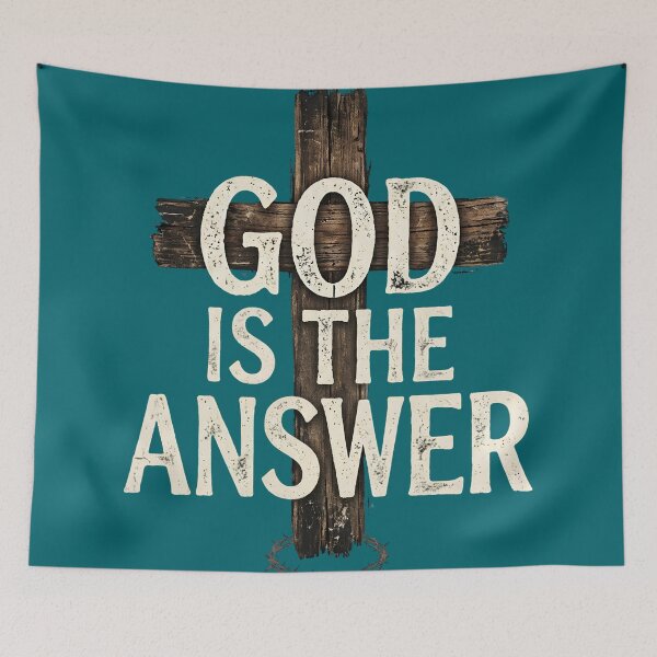 Item preview, God Is The Answer Rustic Christian Cross designed and sold by digitalbob60.
