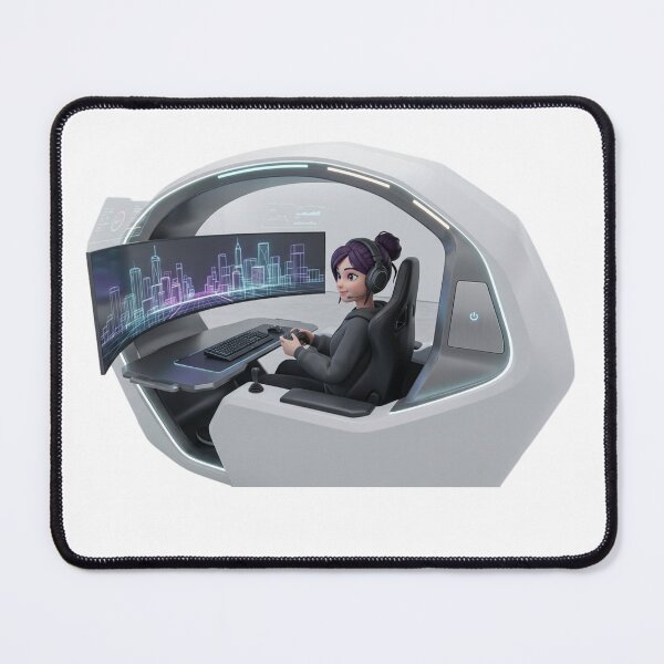 Item preview, Futuristic Gaming Pod Illustration | Sci-Fi Gamer Setup | Cyberpunk RGB Gaming Station | Tech Lover Gift designed and sold by Clean Print Goods.