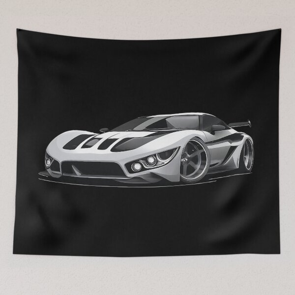 Item preview, White Supercar Racing Stripes Digital Art designed and sold by UrbanPrts.